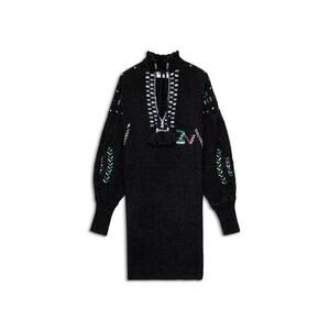 Zadig & Voltaire Black Knit Dress with Multicolor Embroidery